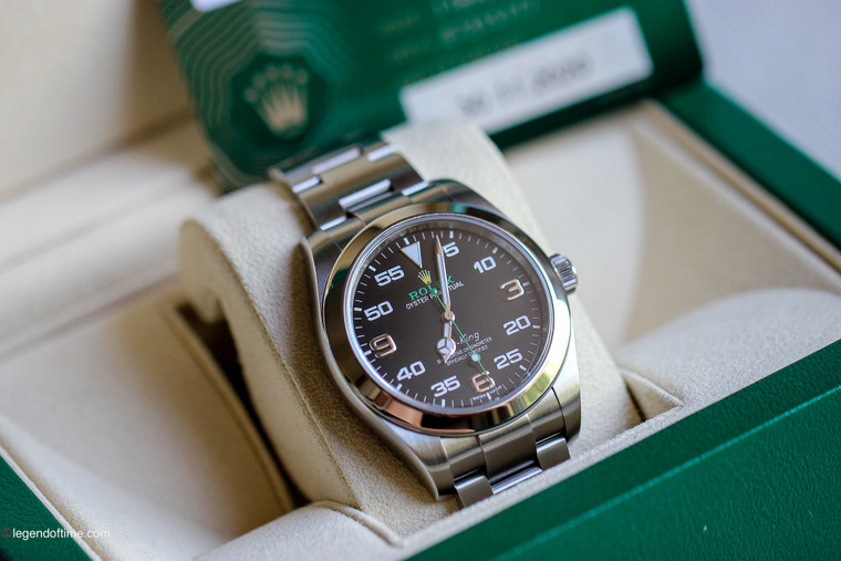For sale , pre-owned and complete - 2020 Rolex Air-King 40mm Green Black Stainless Steel Arabic 116900 Watch BP mint