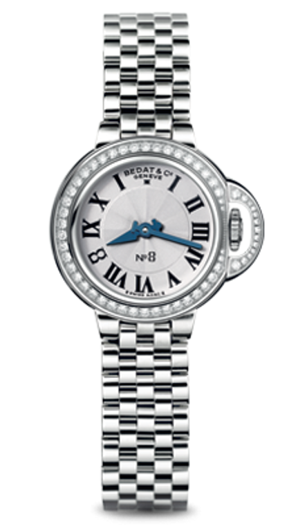 For sale BEDAT & CO Nº 8 Opaline Guilloche Dial, Diamond Bezel, Steel Ladies Watch 827.041.600 , available at Legend of Time Chicago and online. 