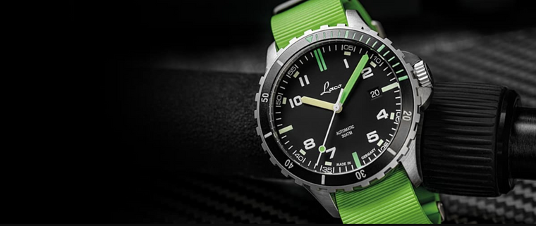  Laco 1925 Watch SPORT AMAZONAS MB Green accents Green Rubber Strap Automatic 42 mm (862107.RB)